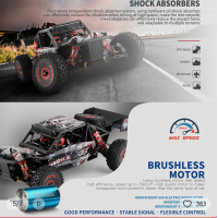 Wltoys 124106 1/12 2.4G 75KM/H RC Brushless 4WD Racing Truck